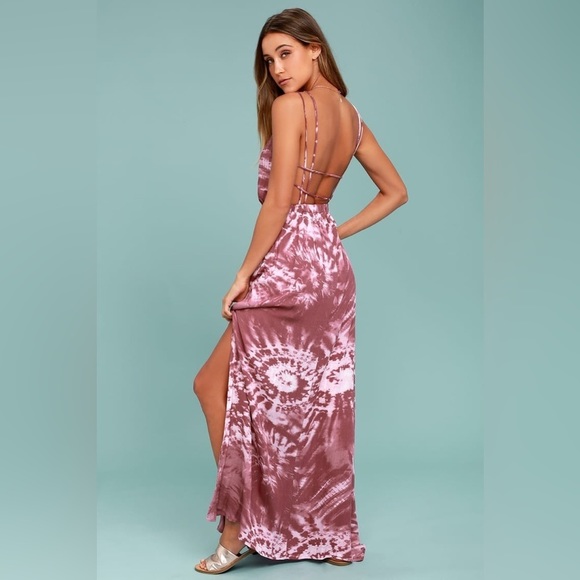 Lulus Dresses & Skirts - 🟣 LULU’S Live in harmony Mauve Rayon Tie Dye Maxi Summer Dress size Small